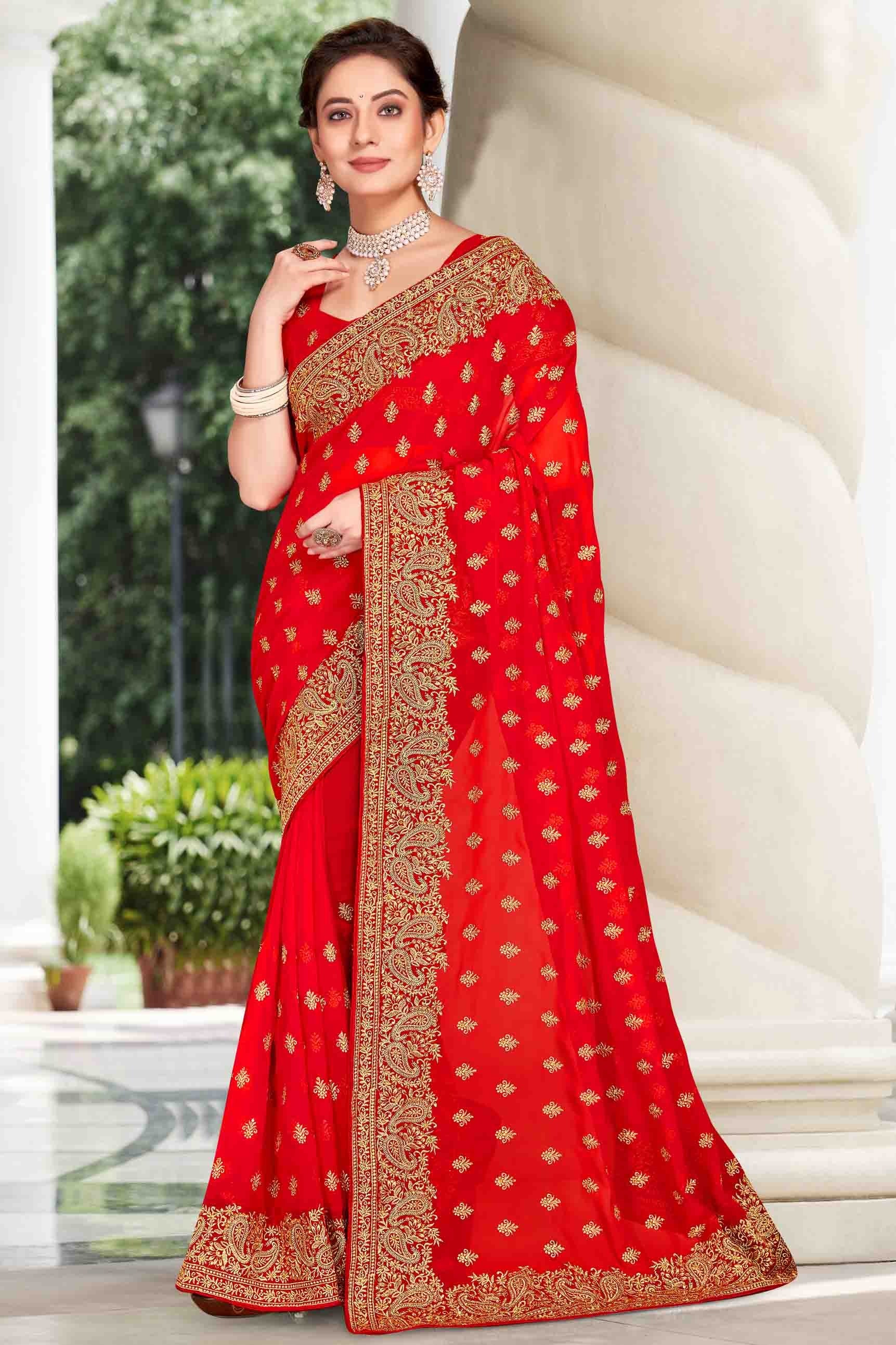 Red Georgette Designer Saree NCSD11210889