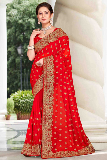 Red Georgette Designer Saree NCSD11210889