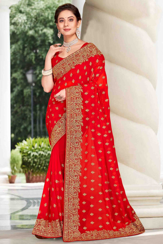 Red Georgette Designer Saree NCSD11210889