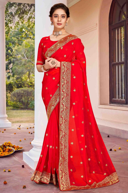 Red Georgette Designer Saree NCSD11210899