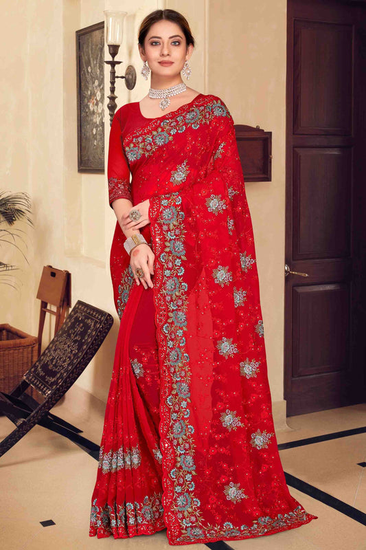 Red Georgette Designer Saree NCSD11210909