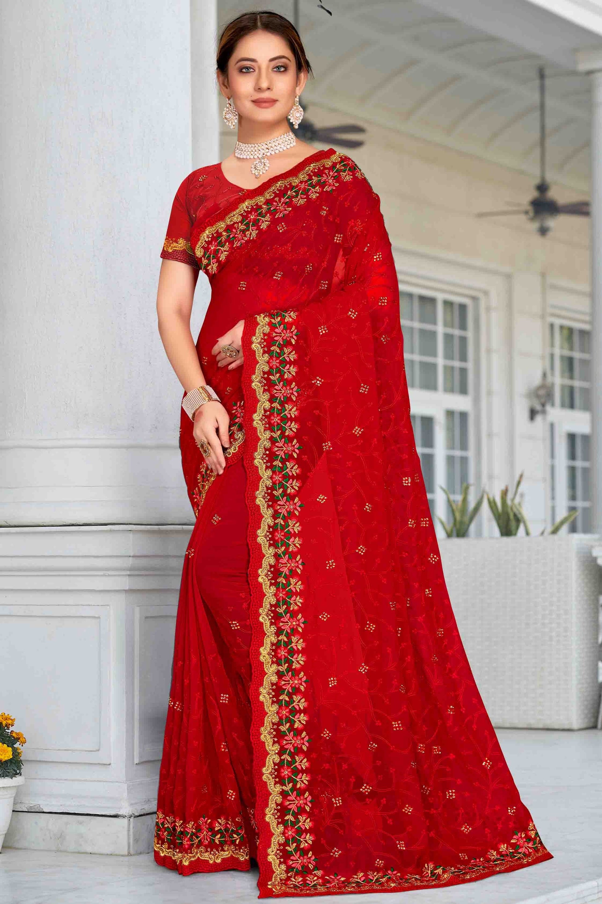 Red Georgette Designer Saree NCSD11210916