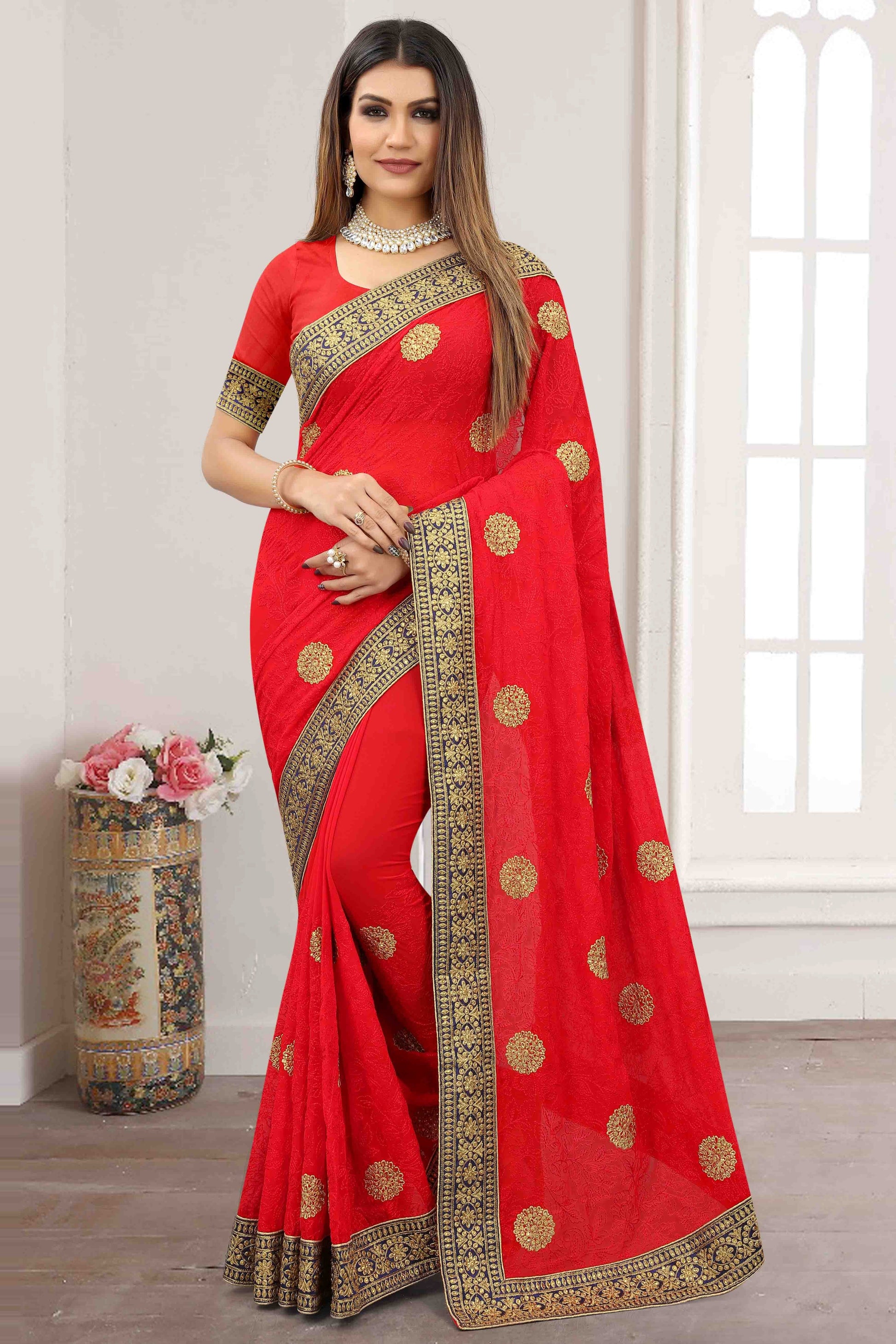 Red Georgette Designer Saree NCSD11210918