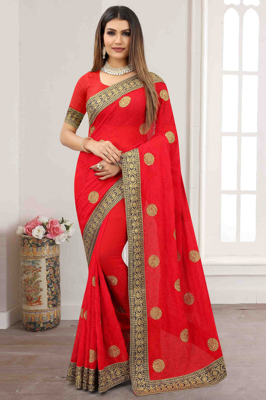 Red Georgette Designer Saree NCSD11210918