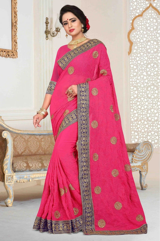 Red Georgette Embroidered Saree NCSD11210512