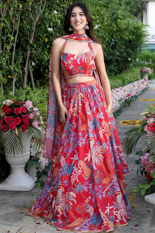 Red Georgette Lehenga Choli NCLC11110790