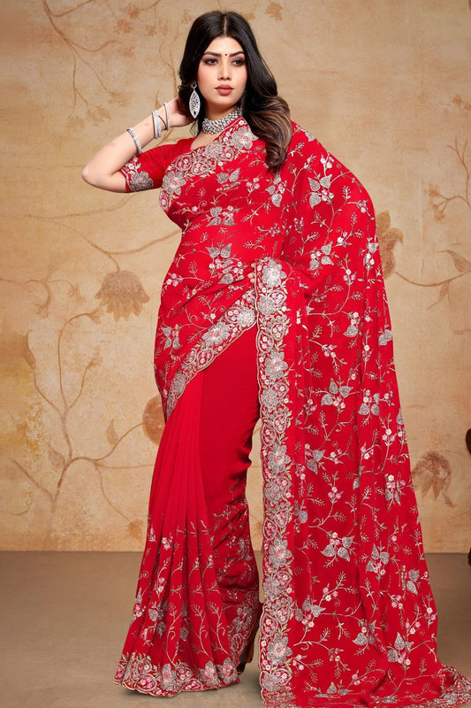 Red Georgette Saree NCSD10910232