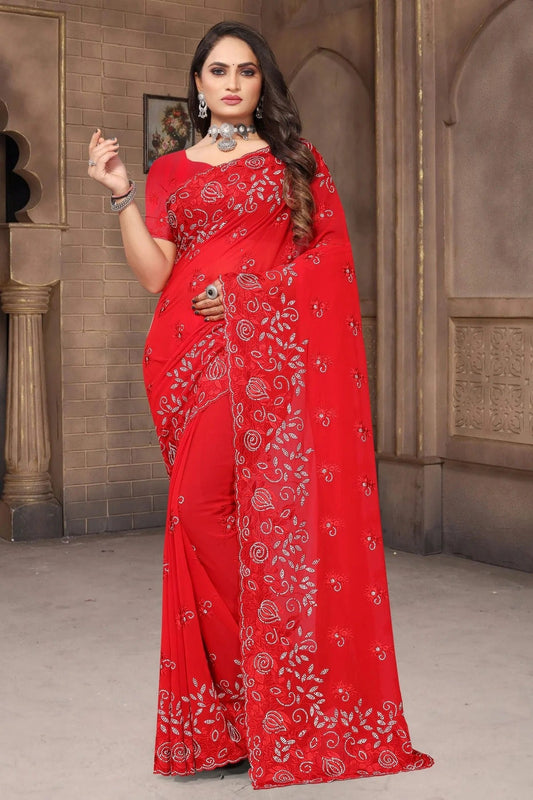 Red Georgette Saree NCSD10910272