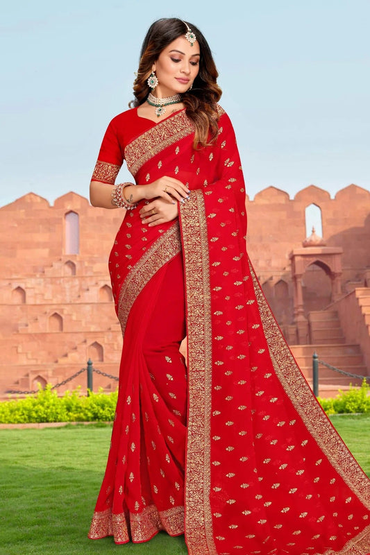 Red Georgette Saree NCSD10910357