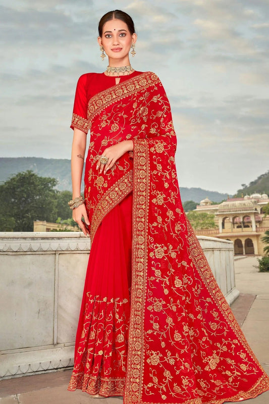 Red Georgette Saree NCSD10910384