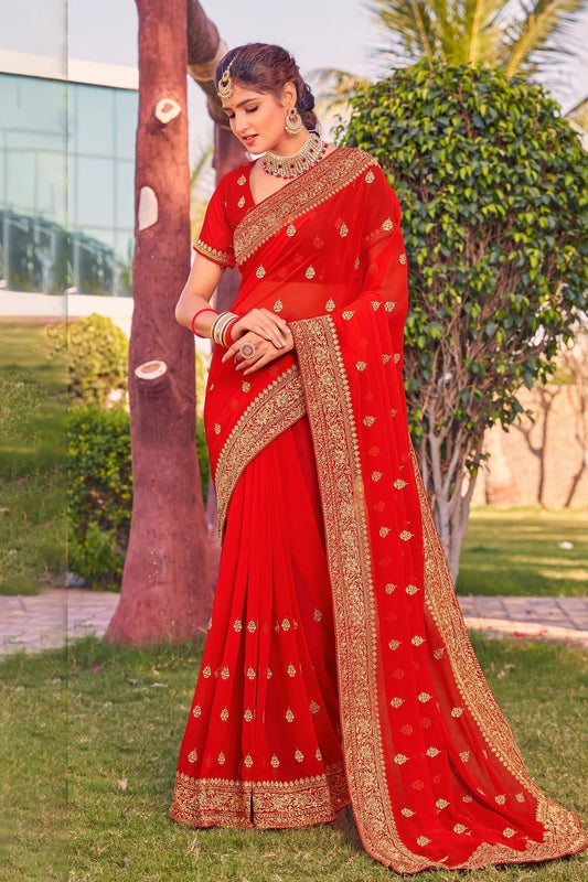 Red Georgette Saree NCSD10910398