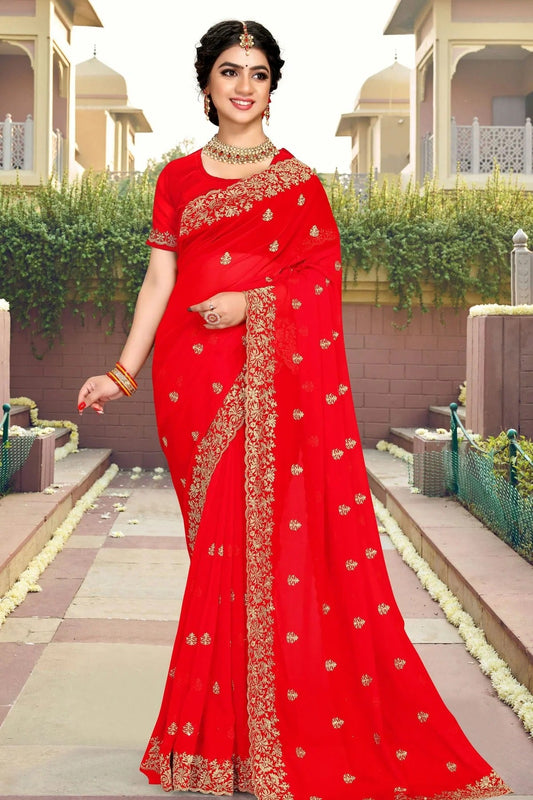 Red Georgette Saree NCSD10910406