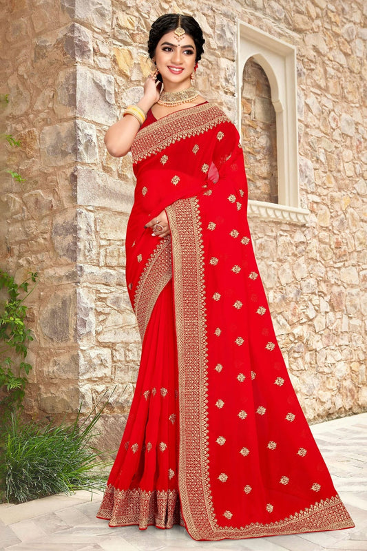 Red Georgette Saree NCSD10910413