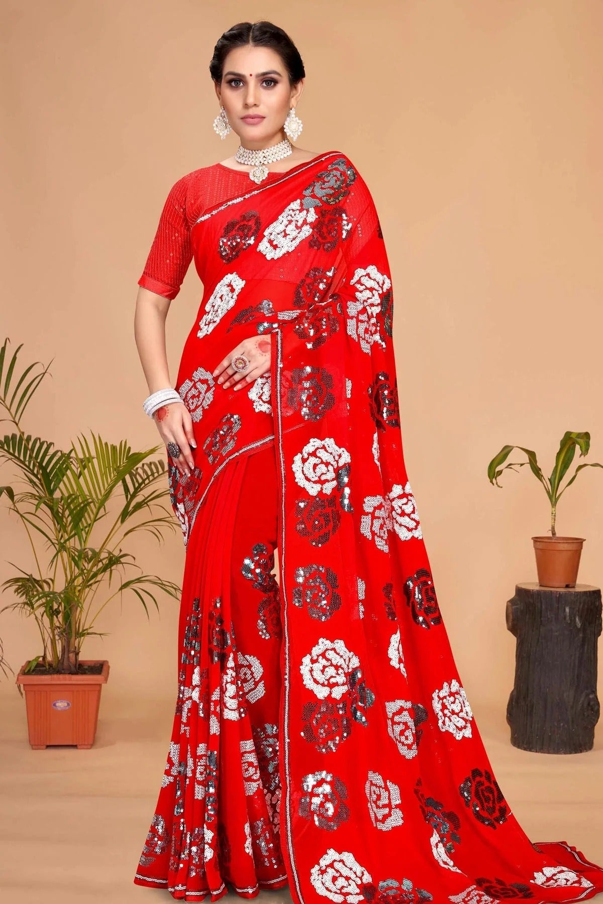 Red Georgette Saree NCSD10910453