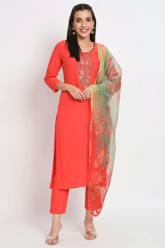 Red Magic Cotton Stitched Salwar Suit NCSS11111910
