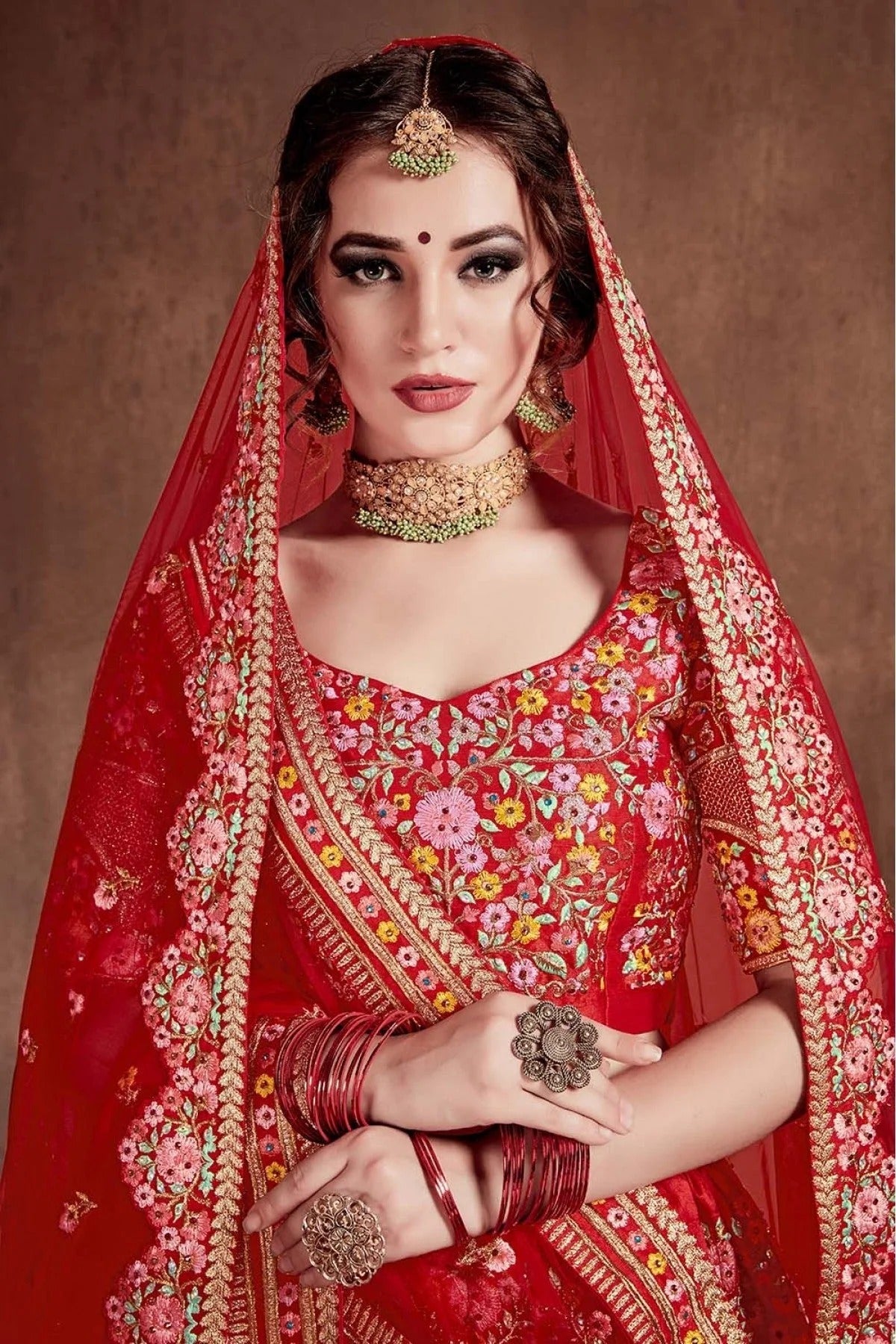 Red Mulberry Silk Lehenga Choli NCLC10110325