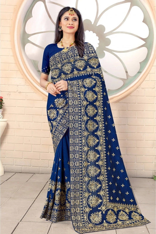 Red Net Embroidery Saree NCSD10910668