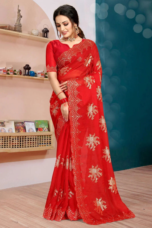 Red Organza Silk Designer Saree NCLC11210467