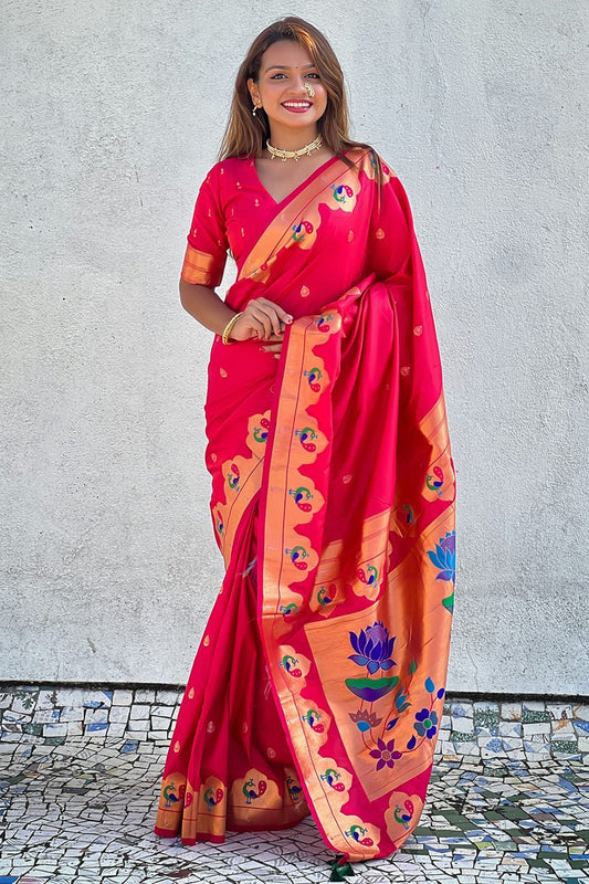 Red Paithani Silk Paithani Saree NCSD11112205