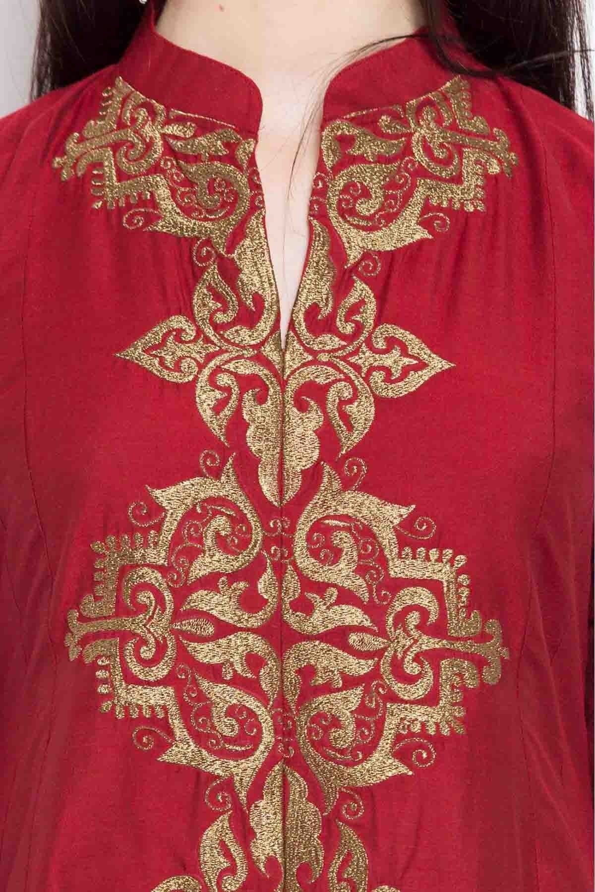 Red Plus Size Stitched Cotton Silk Anarkali Suit NCSS10710491