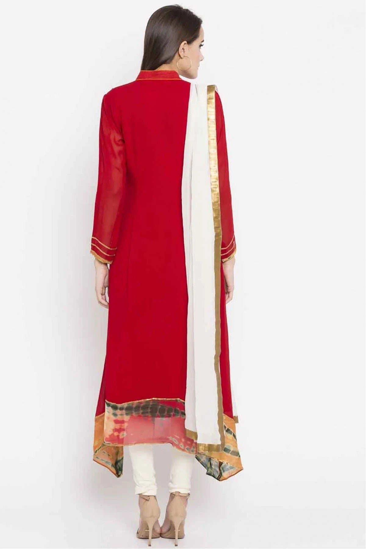 Red Plus Size Stitched Faux Georgette Embroidery Churidar Suit NCSS10710499
