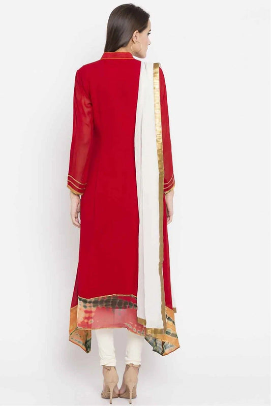 Red Plus Size Stitched Faux Georgette Embroidery Churidar Suit NCSS10710499