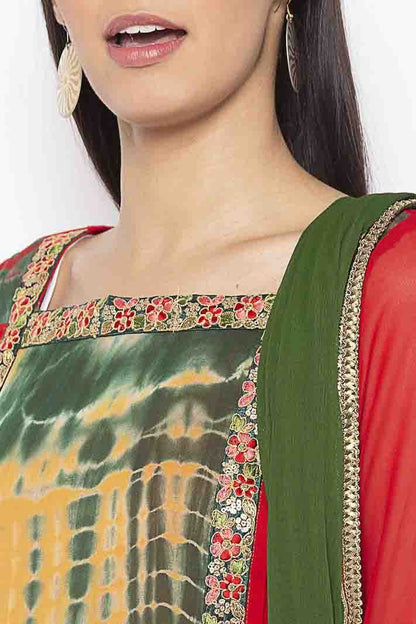 Red Plus Size Stitched Georgette Embroidery Palazzo Pant Suit NCSS10710590