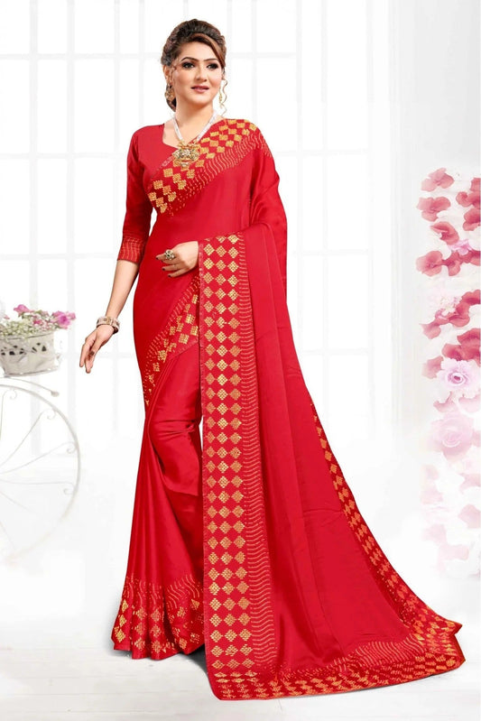 Red Pure Satin SwaroNCki Saree NCSD11210582