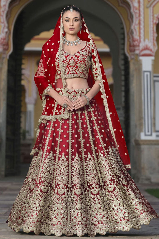 Red Semi Stitched Butterfly Net Lehenga Choli NCLC11111265