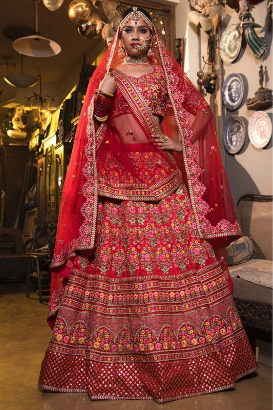 Red Silk Lehenga Choli NCLC10110262