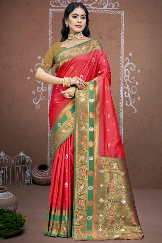 Red Silk Woven Traditional Saree NCSD11010297