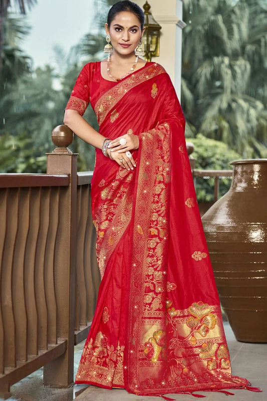Red Silk Woven Traditional Saree NCSD11010364