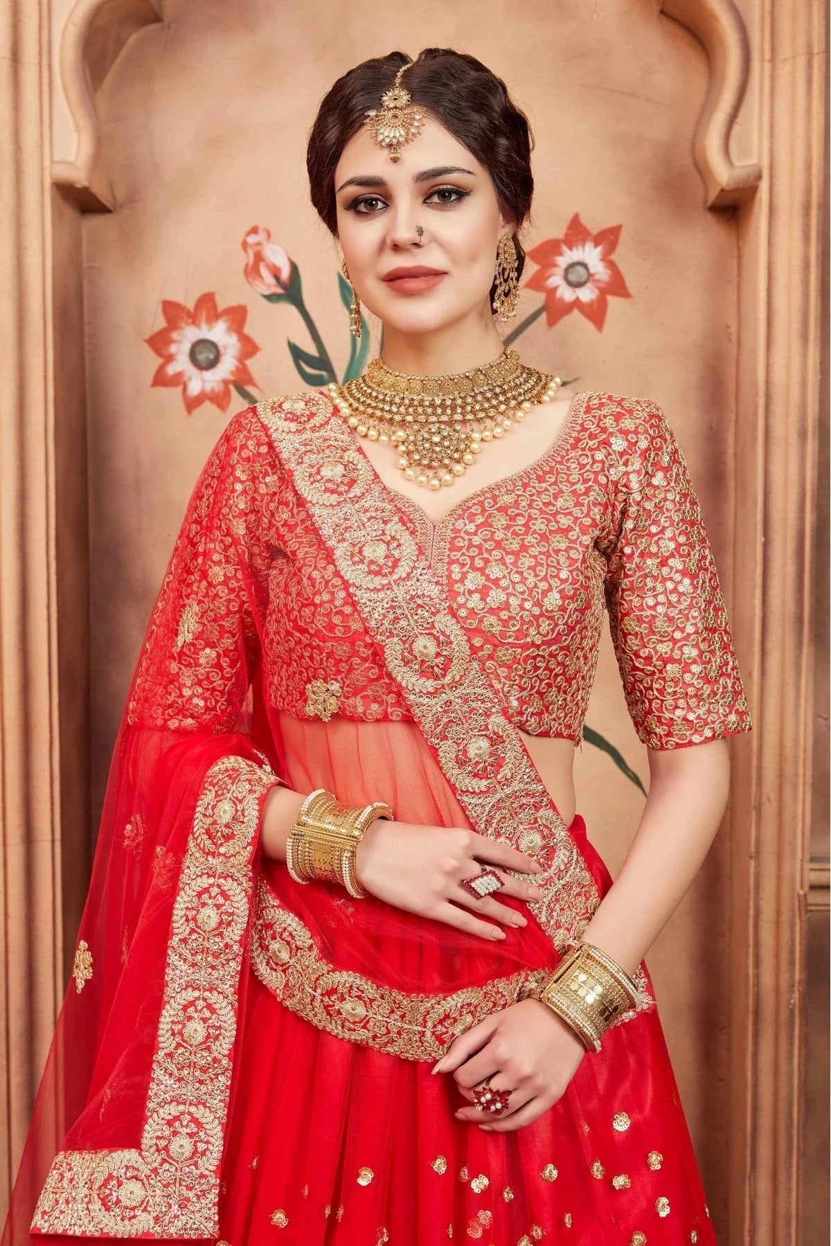 Red Soft Net Sequins Lehenga Choli NCLC10810529