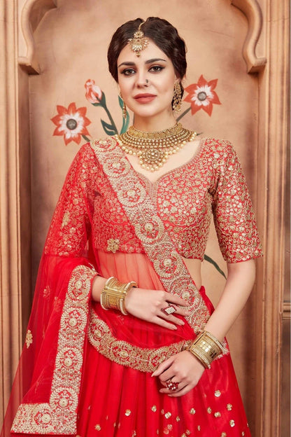 Red Soft Net Sequins Lehenga Choli NCLC10810529