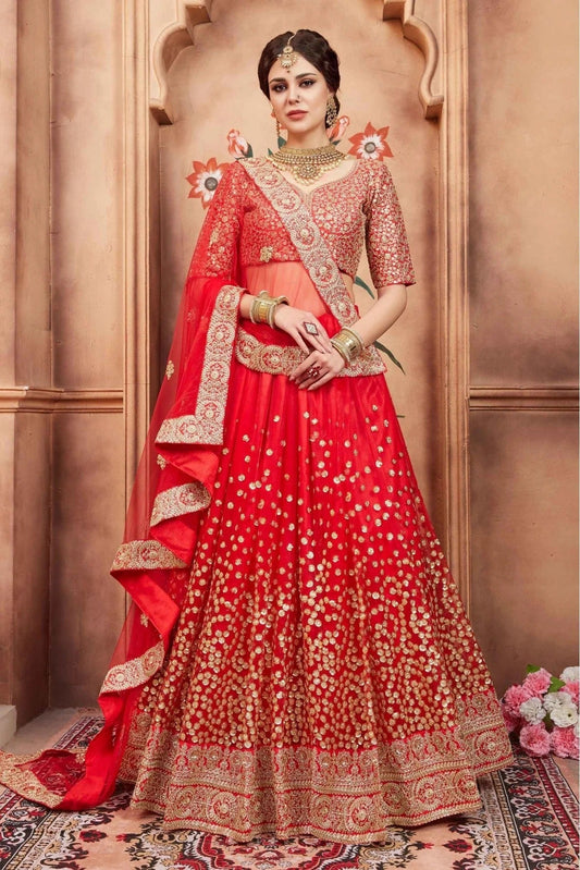 Red Soft Net Sequins Lehenga Choli NCLC10810529