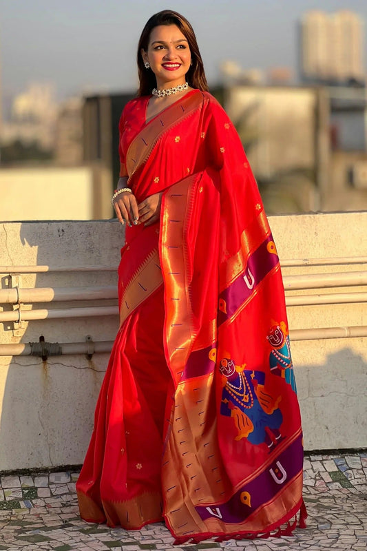 Red Soft Silk Paithani Saree NCSD11111468