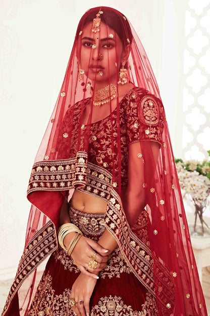 Red Velvet Designer Lehenga Choli NCLC10110377