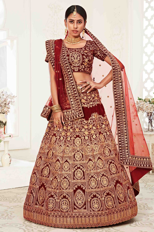 Red Velvet Designer Lehenga Choli NCLC10110377