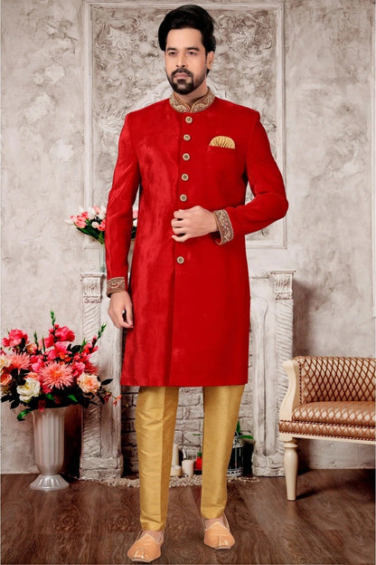 Red Velvet Sherwani NCSH10410403