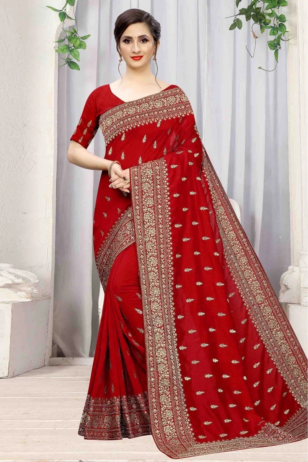 Red Vichitra Silk Designer Saree NCSD10910507
