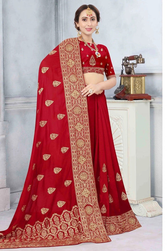 Red Vichitra Silk Designer Saree NCSD10910568