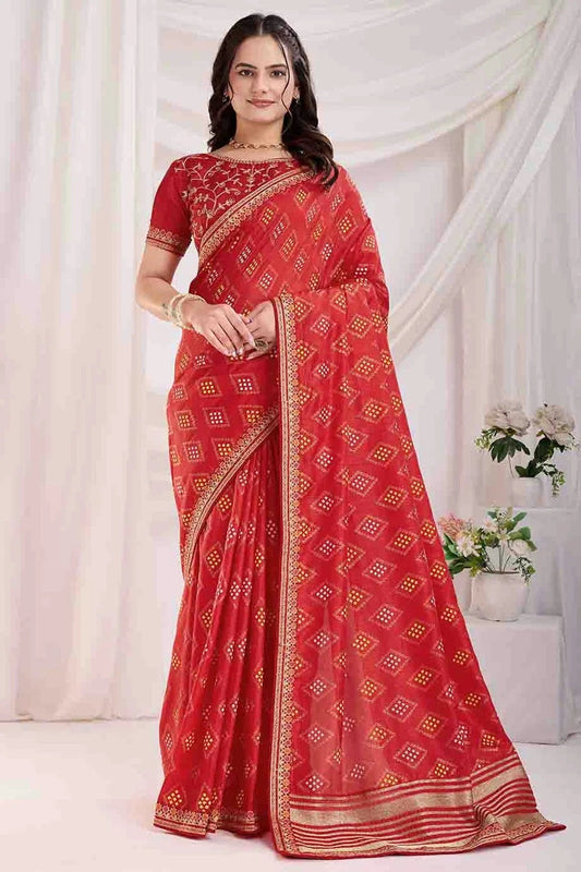 Red Vichitra Silk Designer Saree NCSD11110951