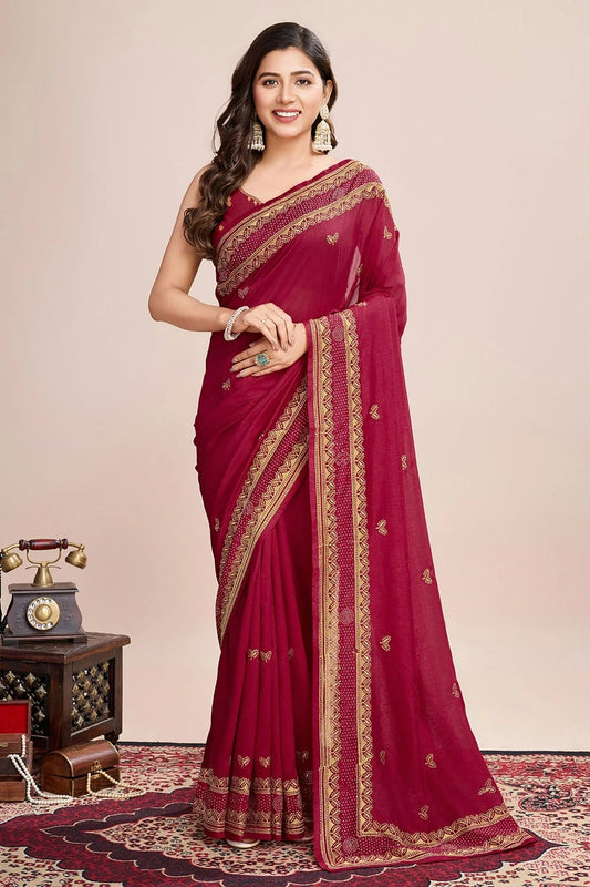 Red Vichitra Silk Designer Saree NCSD11111728