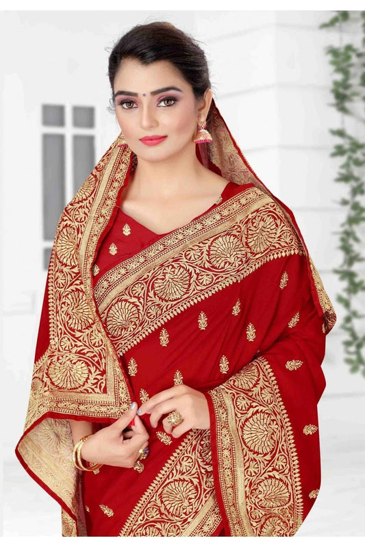 Red Vichitra Silk Designer Saree NCSD11210750