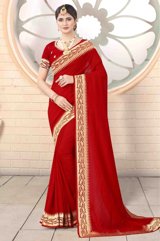 Red Vichitra Silk Designer Saree NCSD11210771