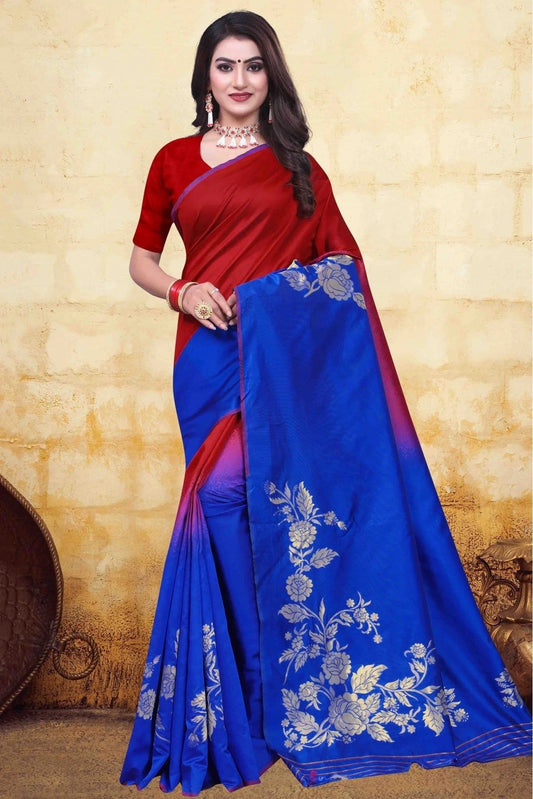 Red and Blue Banarasi Art Silk Traditional Saree NCSD11210782