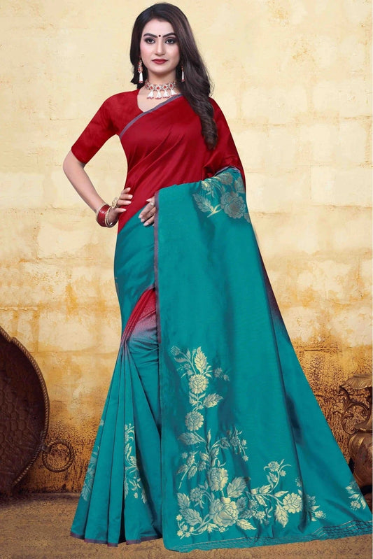 Red and Green Banarasi Art Silk Traditional Saree NCSD11210785