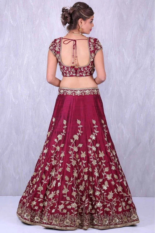 Red and Wine Banglori Silk Lehenga Choli NCLC10110249