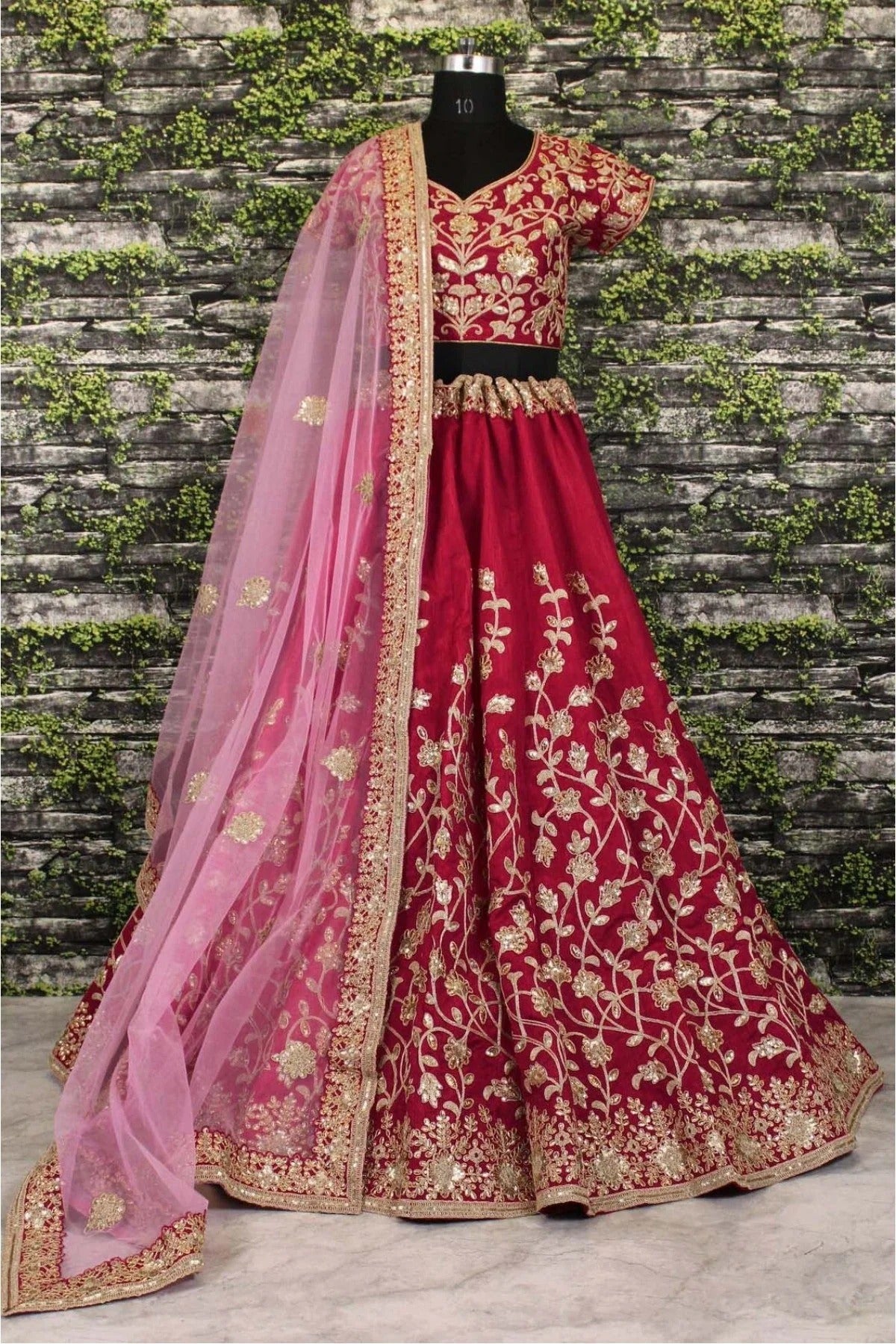 Red and Wine Banglori Silk Lehenga Choli NCLC10110249