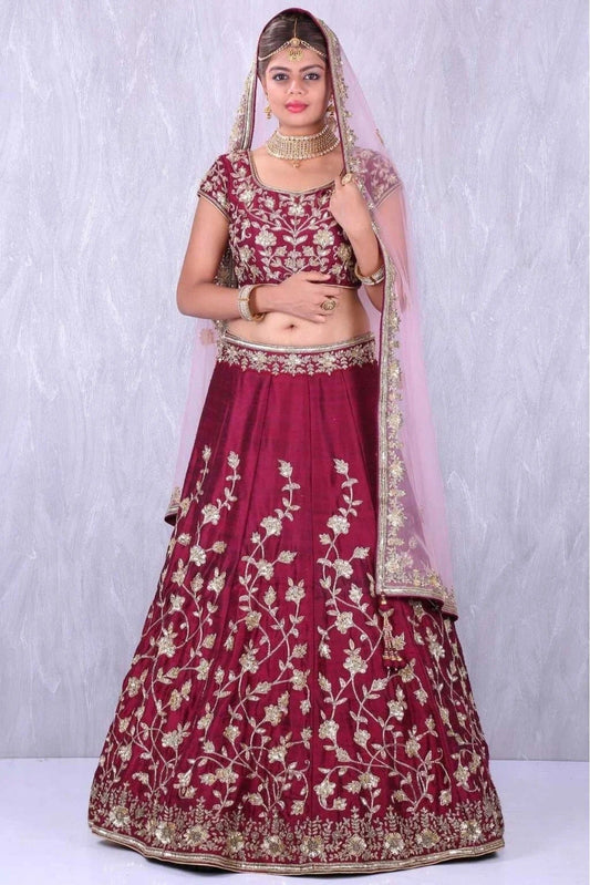 Red and Wine Banglori Silk Lehenga Choli NCLC10110249